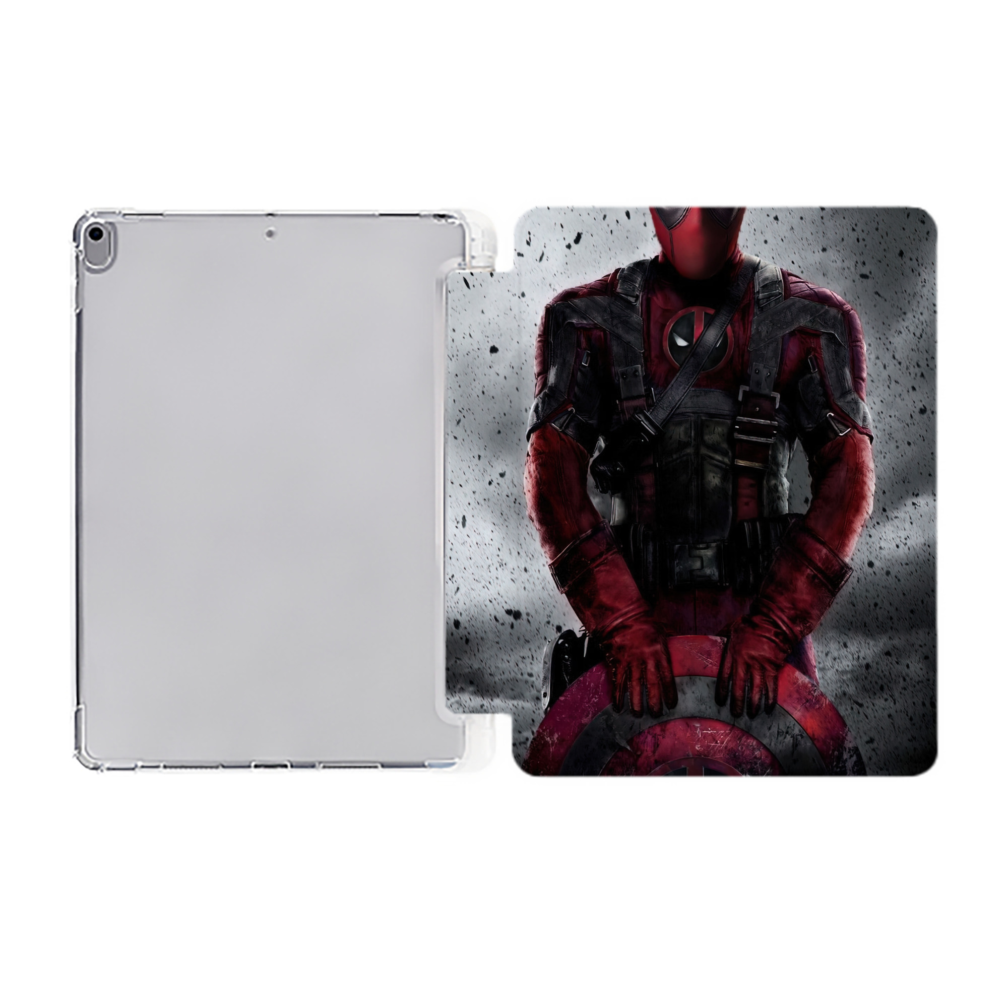 （画像用） Deadpool デッドプール IPad ケース ペン収納付き 三つ折りスタンド PUレザー×シリコン 対応機種9.5/10.5/10.9インチ